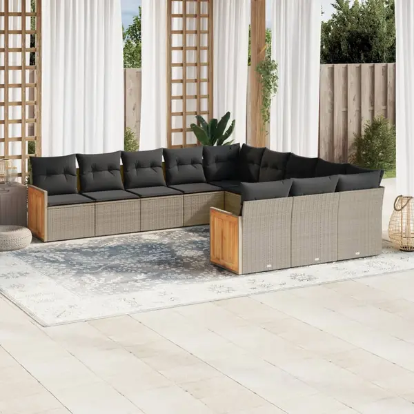 Gossi set canapele de gradina cu perne, 11 piese, gri, poliratan
