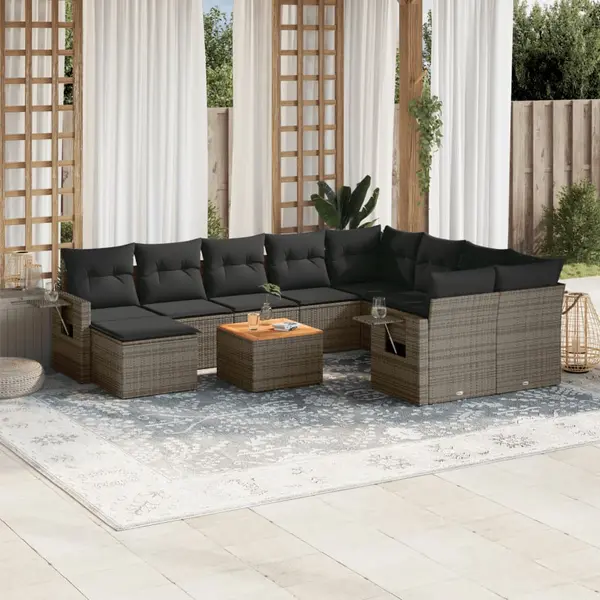 Gossi set canapele de gradina cu perne, 11 piese, gri, poliratan