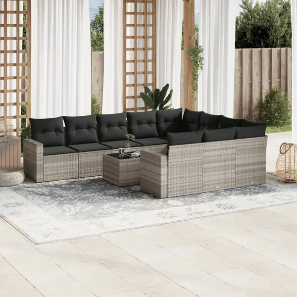 Gossi set canapele de gradina cu perne, 11 piese, gri, poliratan