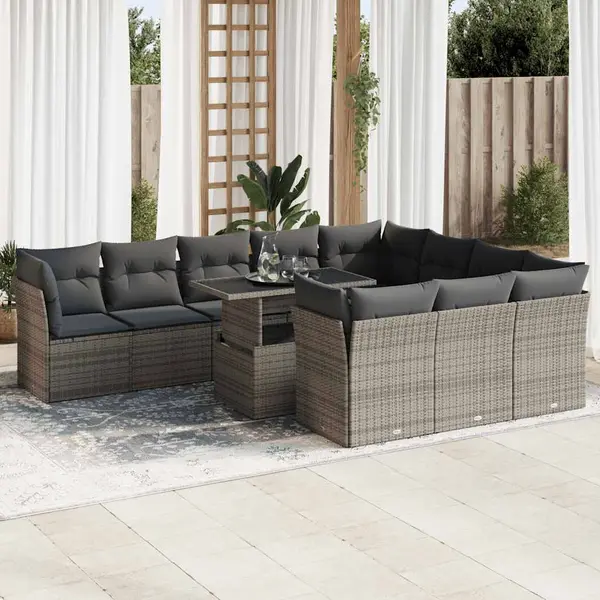 Gossi set canapele de gradina cu perne, 11 piese, gri, poliratan
