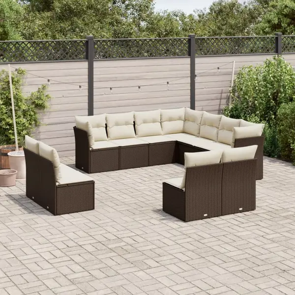 Gossi set canapele de gradina cu perne, 11 piese, maro, poliratan