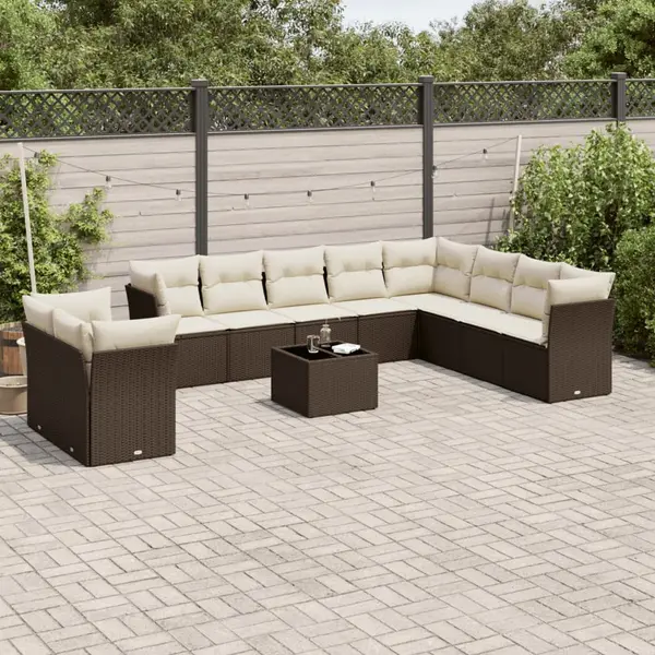 Gossi set canapele de gradina cu perne, 11 piese, maro, poliratan