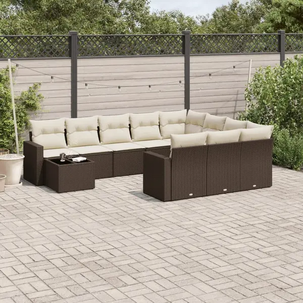 Gossi set canapele de gradina cu perne, 11 piese, maro, poliratan