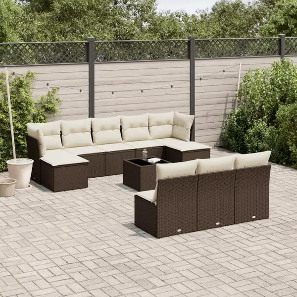 Gossi set canapele de gradina cu perne, 11 piese, maro, poliratan