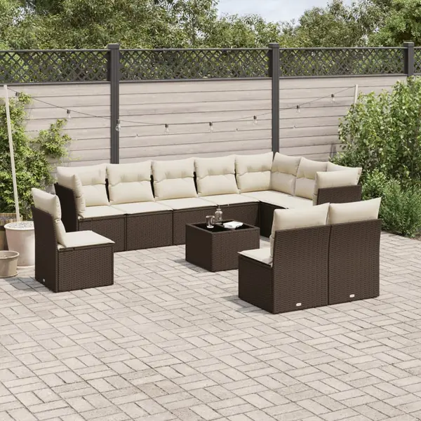 Gossi set canapele de gradina cu perne, 11 piese, maro, poliratan