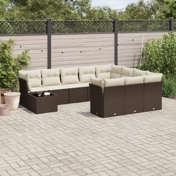 Gossi set canapele de gradina cu perne, 11 piese, maro, poliratan