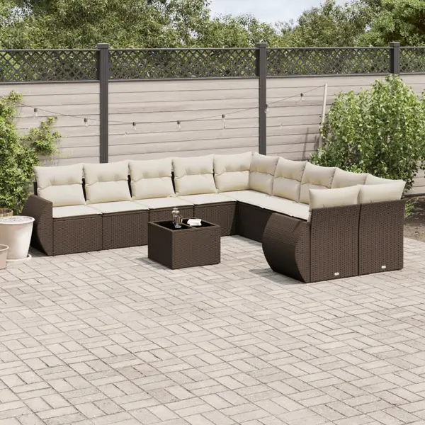Gossi set canapele de gradina cu perne, 11 piese, maro, poliratan