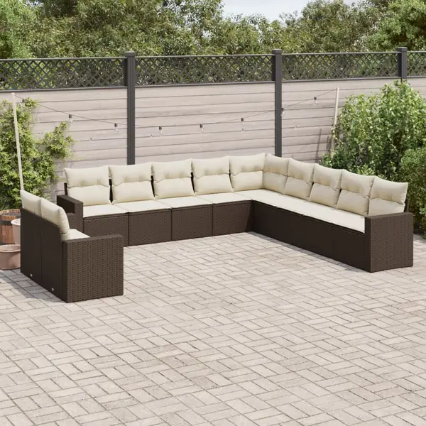 Gossi set canapele de gradina cu perne, 11 piese, maro, poliratan