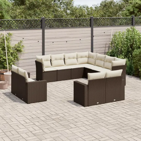 Gossi set canapele de gradina cu perne, 11 piese, maro, poliratan