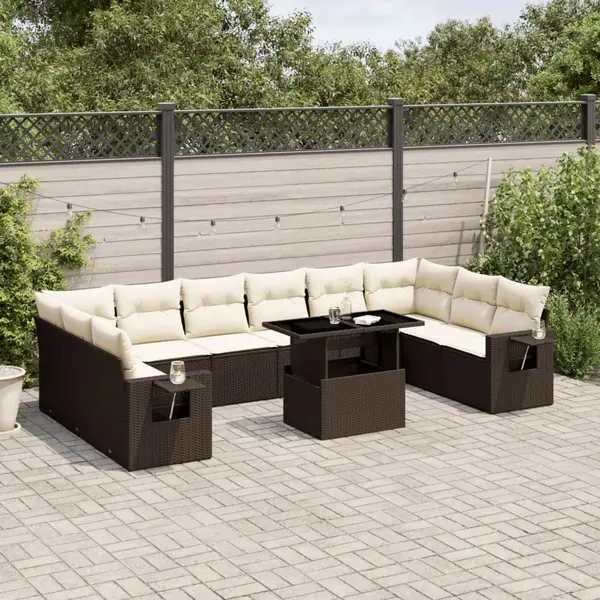 Gossi set canapele de gradina cu perne, 11 piese, maro, poliratan