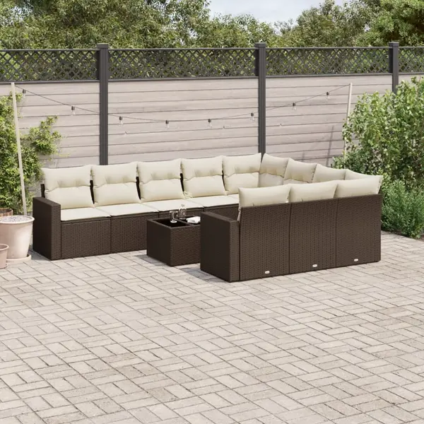 Gossi set canapele de gradina cu perne, 11 piese, maro, poliratan