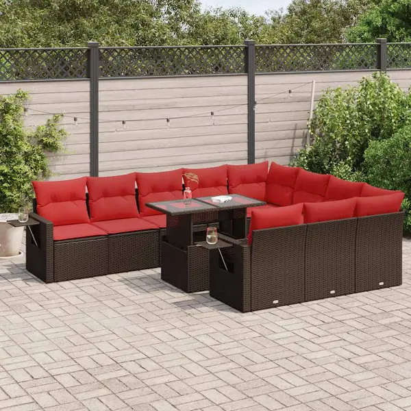 Gossi set canapele de gradina cu perne, 11 piese, maro, poliratan