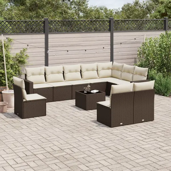 Gossi set canapele de gradina cu perne, 11 piese, maro, poliratan