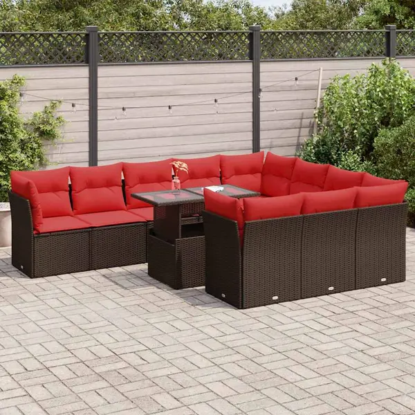 Gossi set canapele de gradina cu perne, 11 piese, maro, poliratan