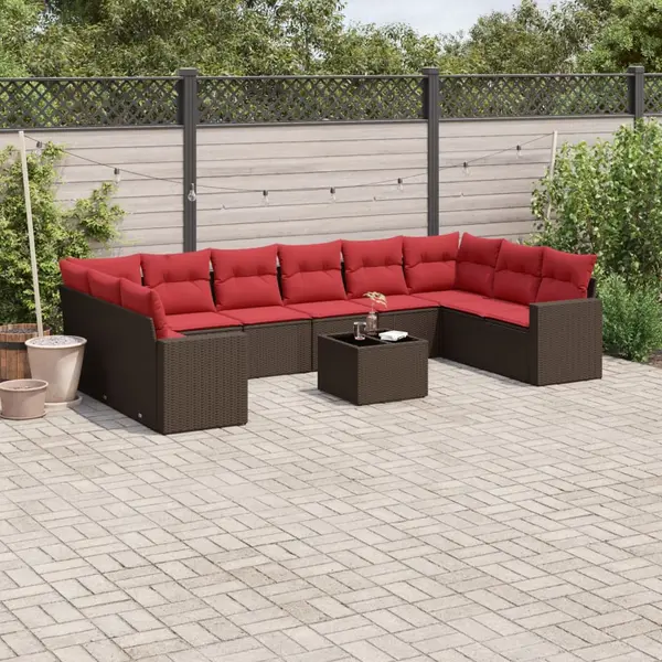 Gossi set canapele de gradina cu perne, 11 piese, maro, poliratan