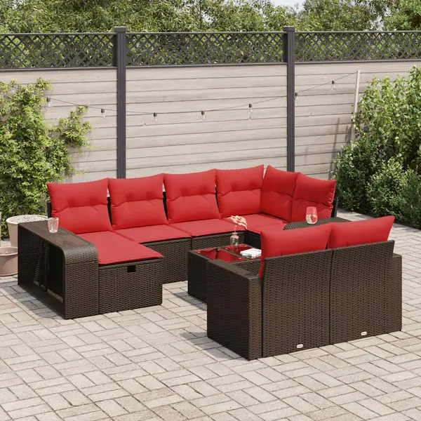 Gossi set canapele de gradina cu perne, 11 piese, maro, poliratan