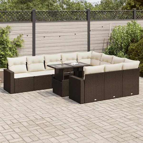 Gossi set canapele de gradina cu perne, 11 piese, maro, poliratan