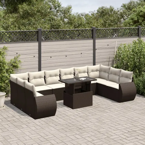 Gossi set canapele de gradina cu perne, 11 piese, maro, poliratan