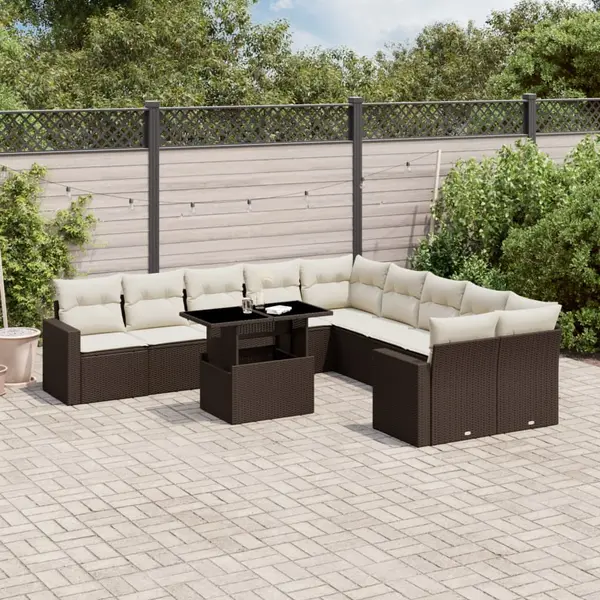 Gossi set canapele de gradina cu perne, 11 piese, maro, poliratan