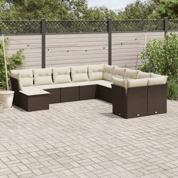 Gossi set canapele de gradina cu perne, 11 piese, maro, poliratan