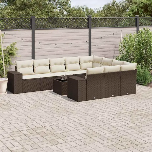 Gossi set canapele de gradina cu perne, 11 piese, maro, poliratan