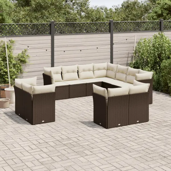 Gossi set canapele de gradina cu perne, 11 piese, maro, poliratan