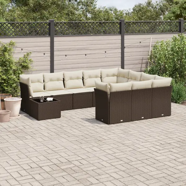 Gossi set canapele de gradina cu perne, 11 piese, maro, poliratan