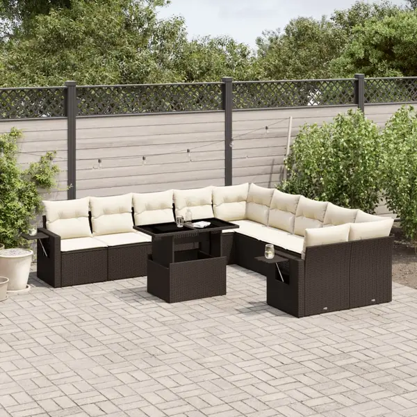 Gossi set canapele de gradina cu perne, 11 piese, maro, poliratan