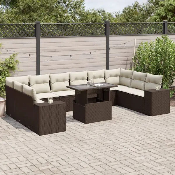 Gossi set canapele de gradina cu perne, 11 piese, maro, poliratan