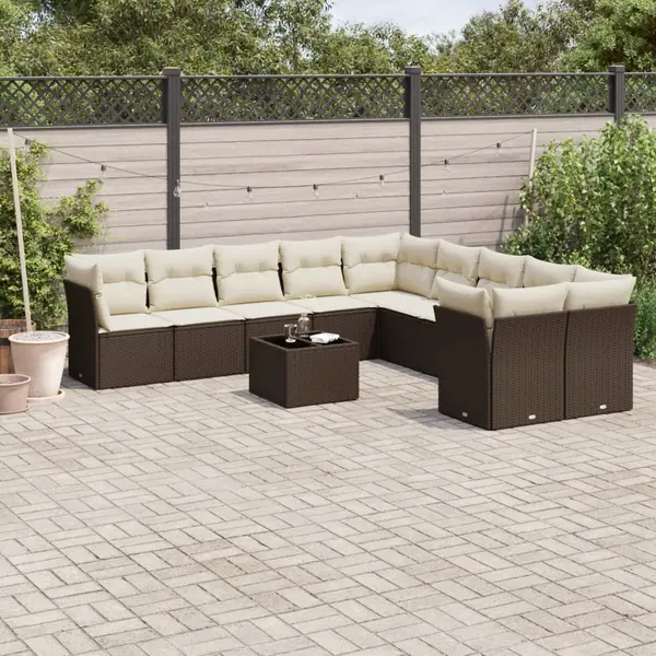 Gossi set canapele de gradina cu perne, 11 piese, maro, poliratan