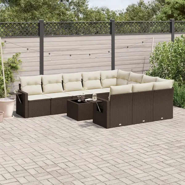 Gossi set canapele de gradina cu perne, 11 piese, maro, poliratan