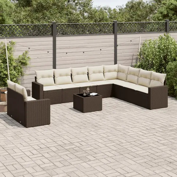 Gossi set canapele de gradina cu perne, 11 piese, maro, poliratan