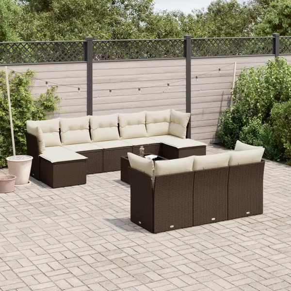 Gossi set canapele de gradina cu perne, 11 piese, maro, poliratan