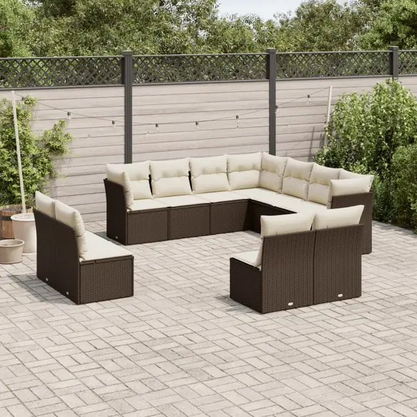 Gossi set canapele de gradina cu perne, 11 piese, maro, poliratan