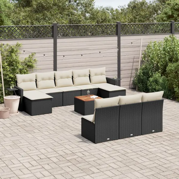 Gossi set canapele de gradina cu perne, 11 piese, negru, poliratan