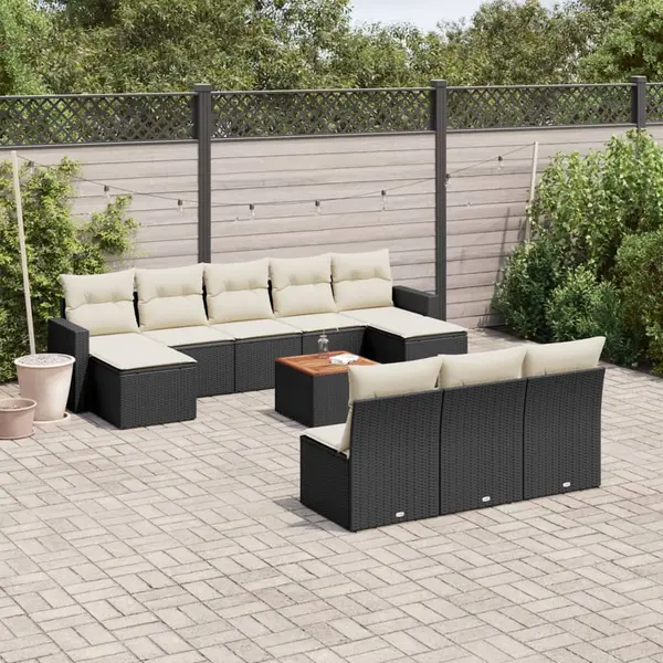 Gossi set canapele de gradina cu perne, 11 piese, negru, poliratan