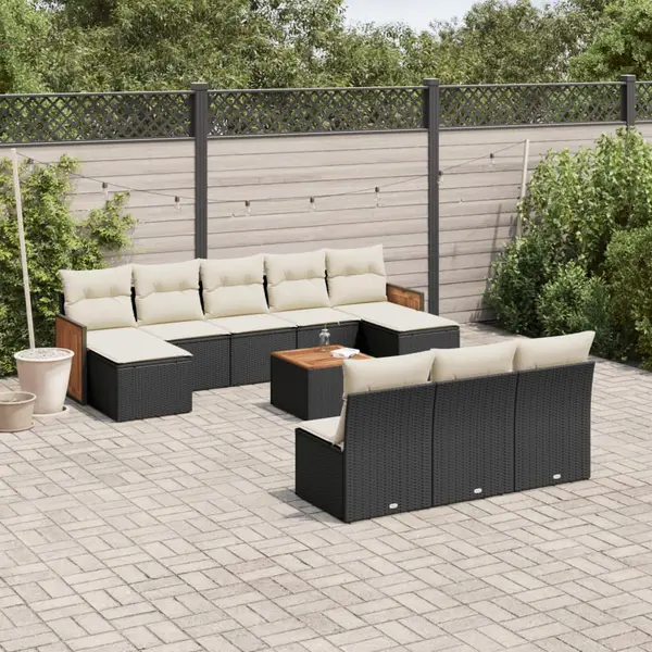 Gossi set canapele de gradina cu perne, 11 piese, negru, poliratan