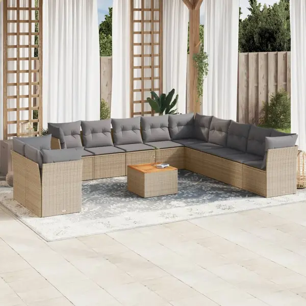 Gossi set canapele de gradina cu perne, 12 piese, bej, poliratan