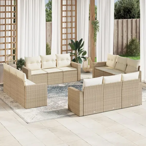 Gossi set canapele de gradina cu perne, 12 piese, bej, poliratan