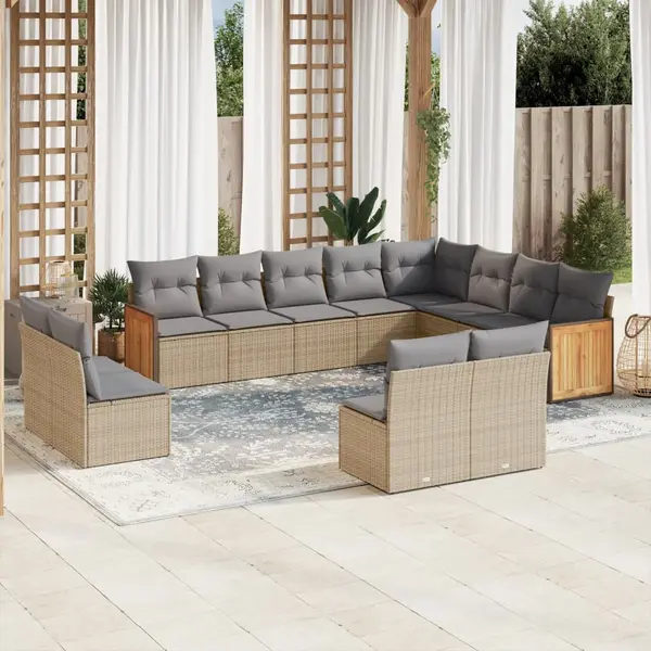 Gossi set canapele de gradina cu perne, 12 piese, bej, poliratan