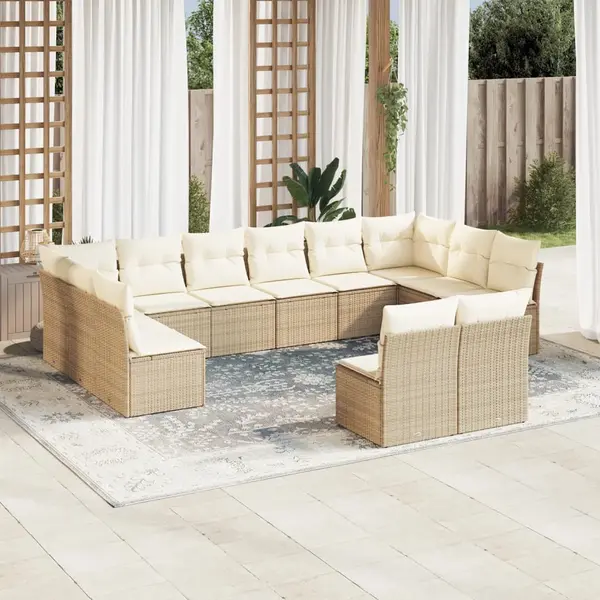 Gossi set canapele de gradina cu perne, 12 piese, bej, poliratan