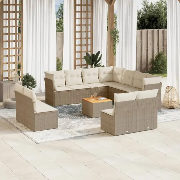 Gossi set canapele de gradina cu perne, 12 piese, bej, poliratan