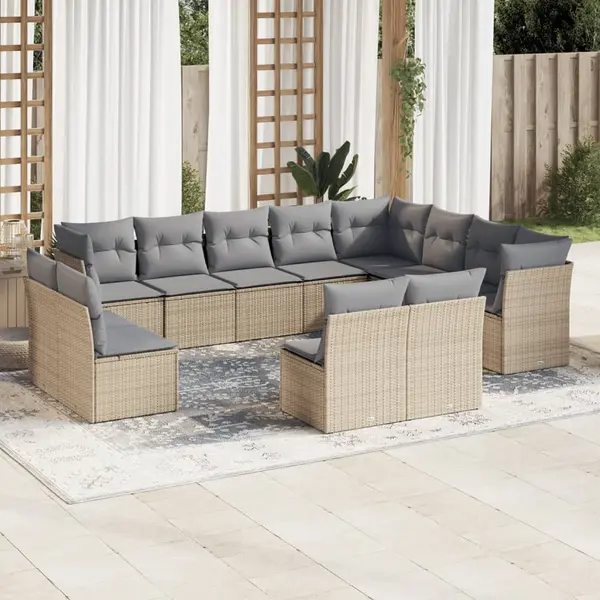 Gossi set canapele de gradina cu perne, 12 piese, bej, poliratan