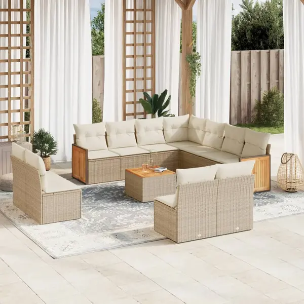 Gossi set canapele de gradina cu perne, 12 piese, bej, poliratan