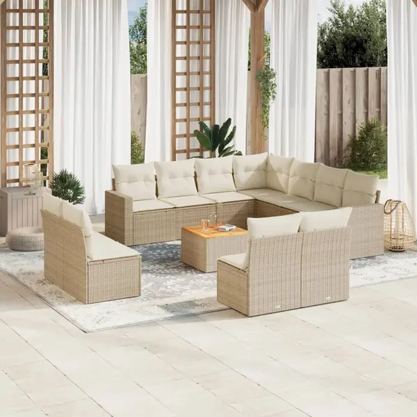 Gossi set canapele de gradina cu perne, 12 piese, bej, poliratan