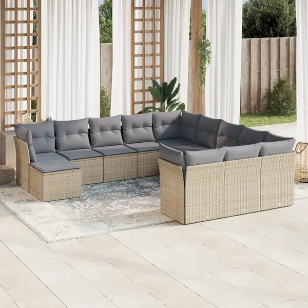Gossi set canapele de gradina cu perne, 12 piese, bej, poliratan