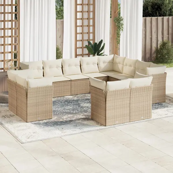Gossi set canapele de gradina cu perne, 12 piese, bej, poliratan