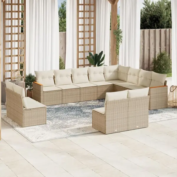 Gossi set canapele de gradina cu perne, 12 piese, bej, poliratan