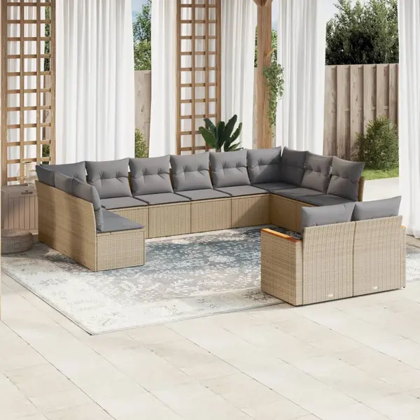 Gossi set canapele de gradina cu perne, 12 piese, bej, poliratan
