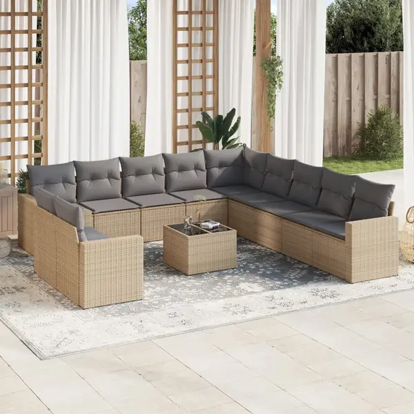 Gossi set canapele de gradina cu perne, 12 piese, bej, poliratan